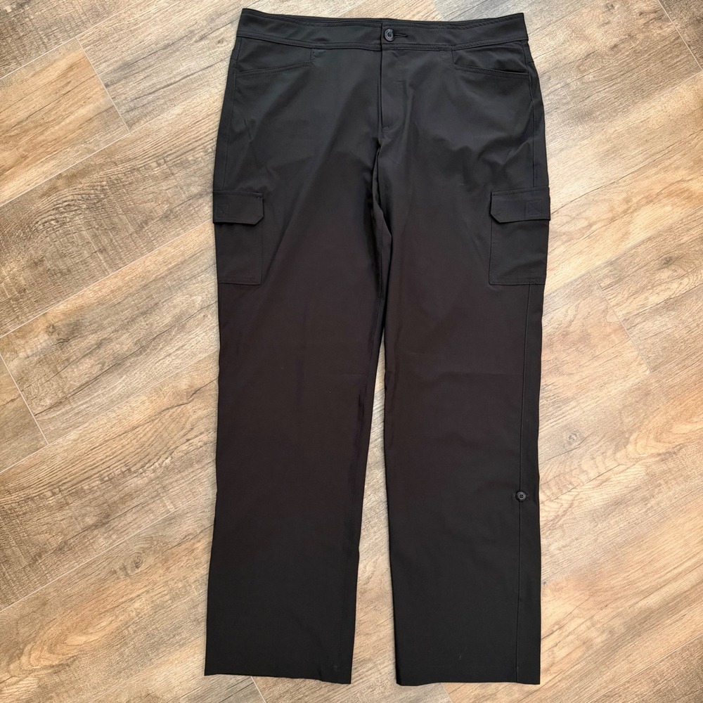 Eddie Bauer Guide Pants Women 14 Black Cargo Roll Up Hiking Pant Gorpcore Sporty